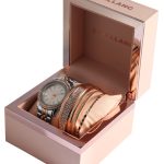 EXCELLANC SET, ženska ura, 5 zapestnic - rožnato zlata, srebrna