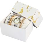 EXCELLANC SET, ženska ura, 4 zapestnice, srebrna in zlata